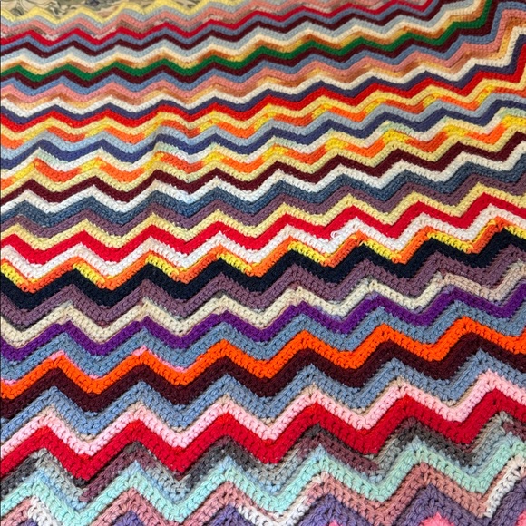 Other - Colorful Chevron Knit Blanket